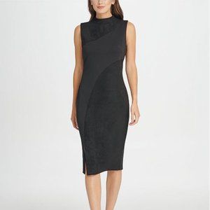 DKNY Women's Mock Neck Seamed Suede Size-6